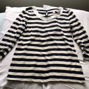 Banana republic striped top with sequin collar
